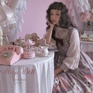 Girl Cat Raining Umbrella Lolita Cute Kawaii Dress